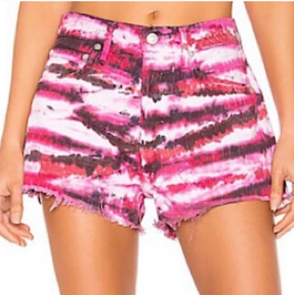 NWT Agolde Parker High Rise Cutoff Tie Dye Denim Shorts